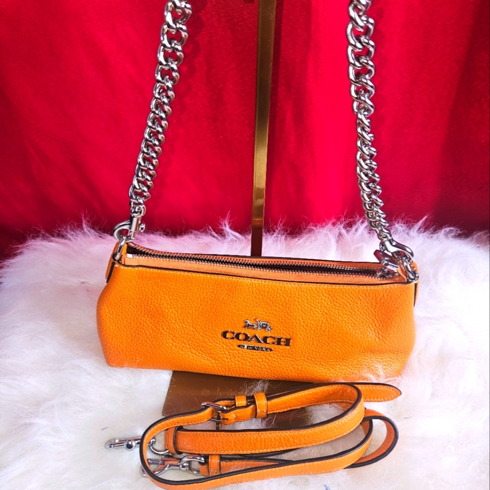 Coach Charlotte Shoulder Soft Leather Bag w/2 straps Silver/Leather